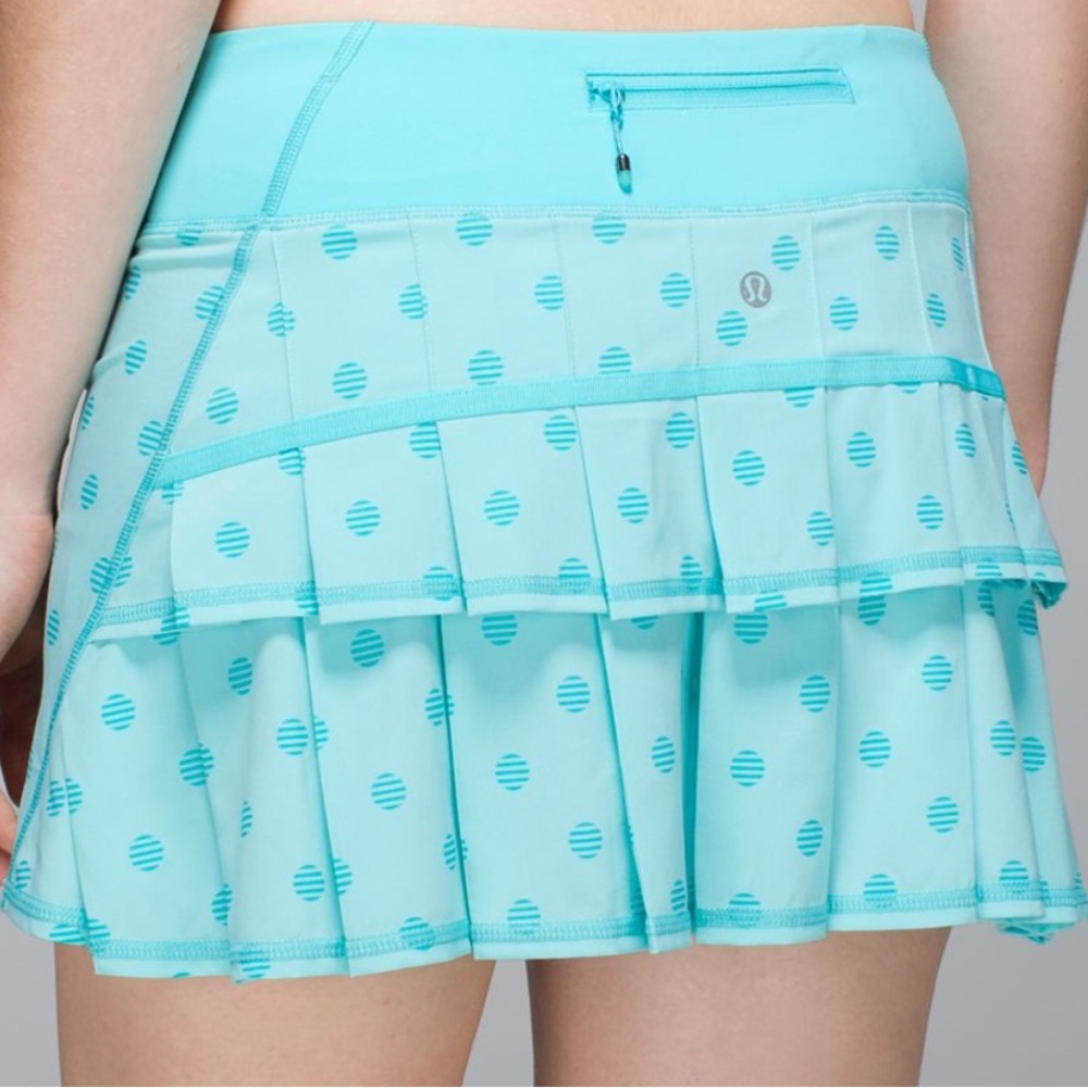 Lululemon Pace Setter Skirt (Reg)Stripe Dot Printed Angel Blue / Angel Blue Sz 4